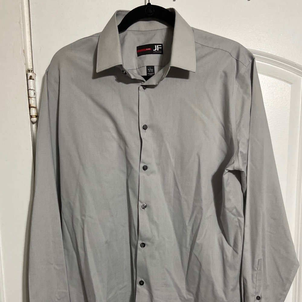 JF J Ferrar Easy-Care Long Sleeve Dress Shirt Slim